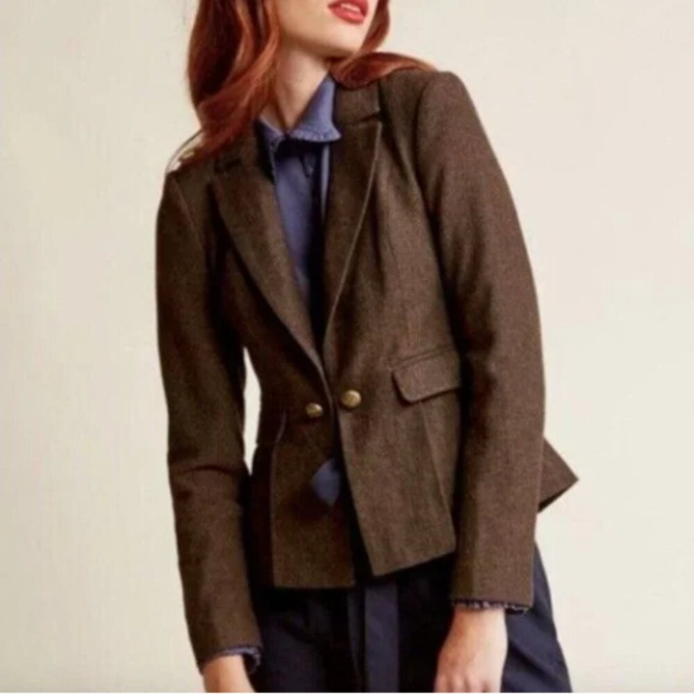 Modcloth Brown Tweed Blazer Jacket Size Medium
